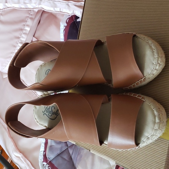 Espadrille wedge leather sandals - Picture 1 of 5